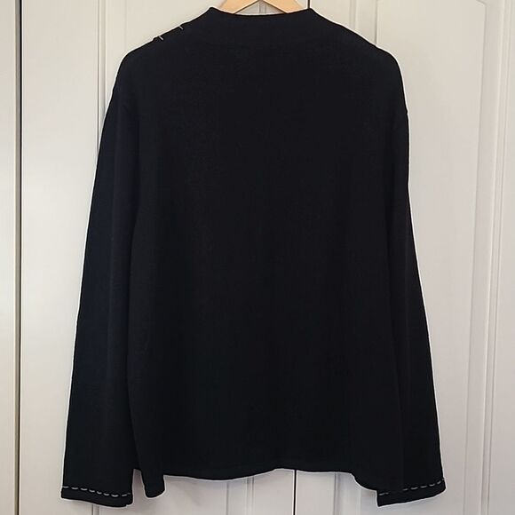 Norm Thompson Black Cotton Blend CARDINAL BIRD Beaded Novelty Sweater Women's 2X - Picture 7 of 12